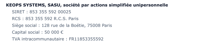 Informations éditeur du site